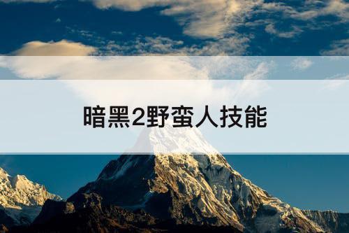 暗黑2野蛮人技能