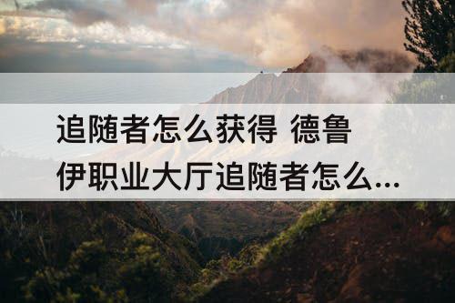 追随者怎么获得 德鲁伊职业大厅追随者怎么获得