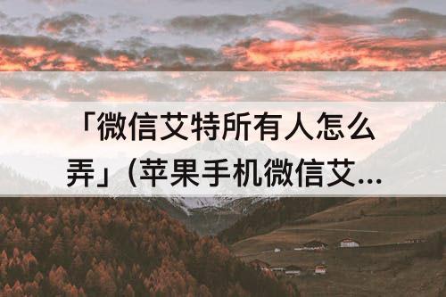 「微信艾特所有人怎么弄」(苹果手机微信艾特所有人怎么弄)