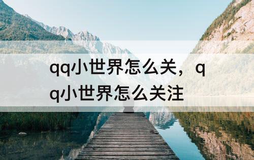 qq小世界怎么关，qq小世界怎么关注