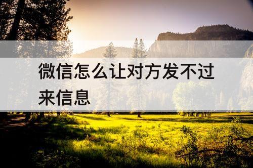 微信怎么让对方发不过来信息