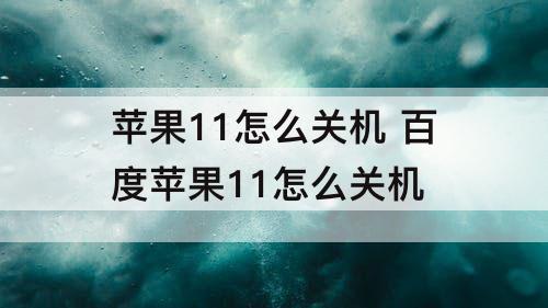 苹果11怎么关机 百度苹果11怎么关机
