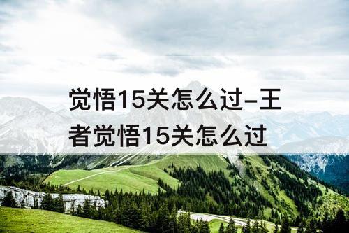 觉悟15关怎么过-王者觉悟15关怎么过