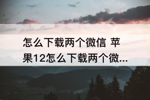 怎么下载两个微信 苹果12怎么下载两个微信软件