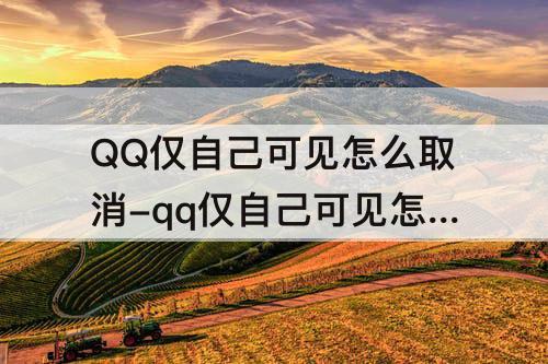 QQ仅自己可见怎么取消-qq仅自己可见怎么取消说说