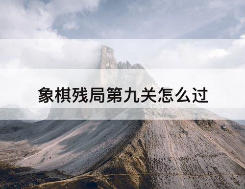 象棋残局第九关怎么过