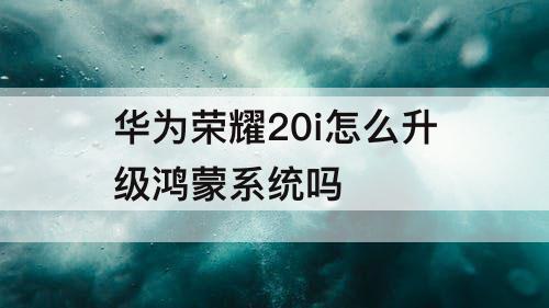 华为荣耀20i怎么升级鸿蒙系统吗