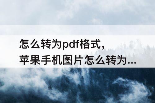 怎么转为pdf格式，苹果手机图片怎么转为pdf格式
