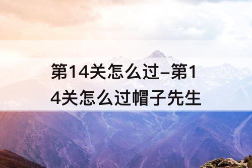 第14关怎么过-第14关怎么过帽子先生