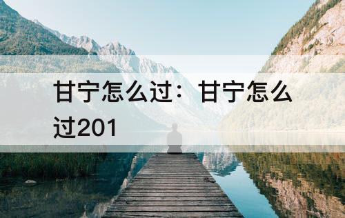 甘宁怎么过：甘宁怎么过201