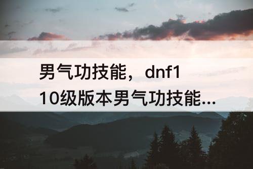 男气功技能，dnf110级版本男气功技能加点