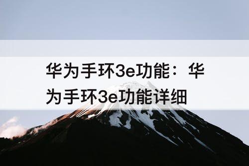 华为手环3e功能：华为手环3e功能详细