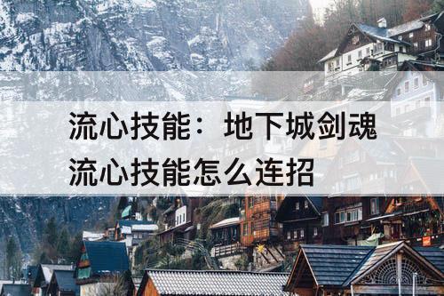 流心技能：地下城剑魂流心技能怎么连招