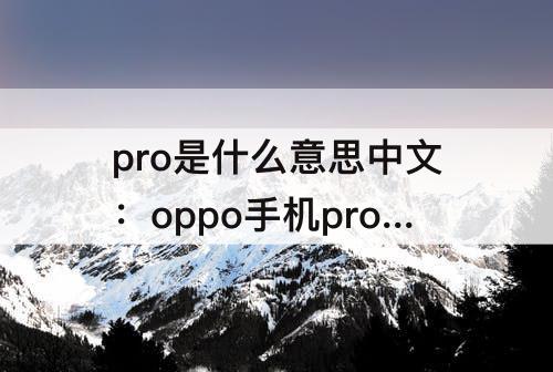 pro是什么意思中文：oppo手机pro是什么意思中文