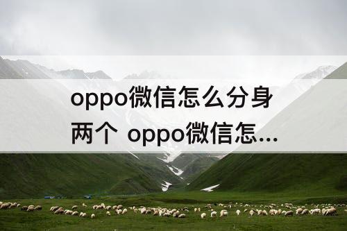 oppo微信怎么分身两个 oppo微信怎么分身两个微信安卓