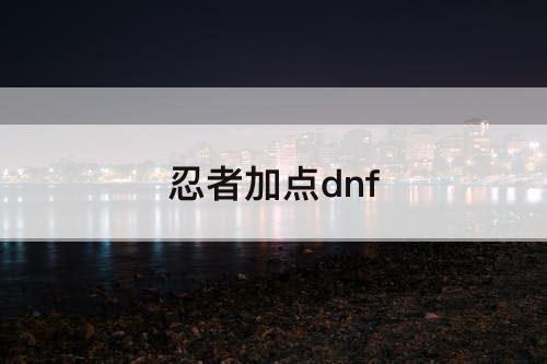 忍者加点dnf