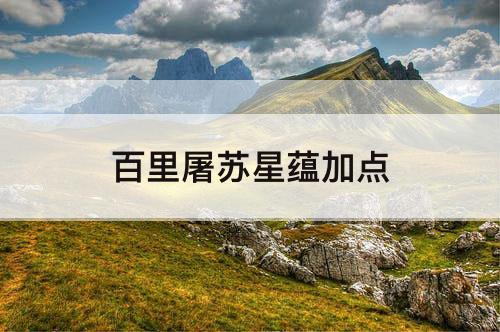 百里屠苏星蕴加点