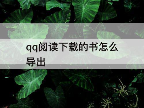 qq阅读下载的书怎么导出