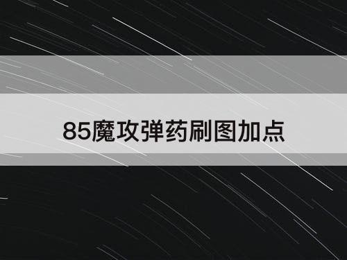 85魔攻弹药刷图加点
