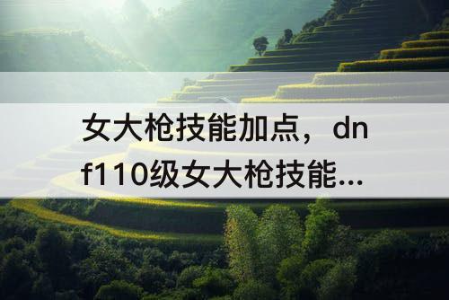 女大枪技能加点，dnf110级女大枪技能加点