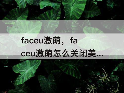 faceu激萌，faceu激萌怎么关闭美颜