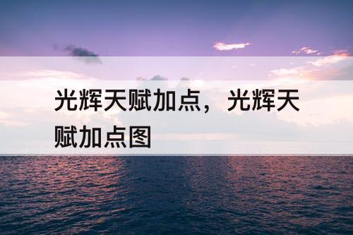 光辉天赋加点，光辉天赋加点图
