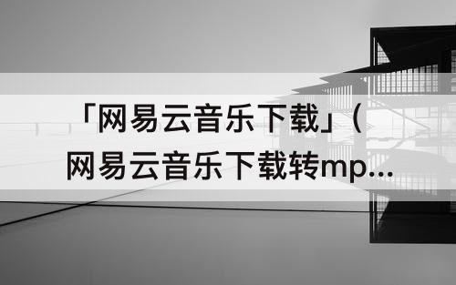 「网易云音乐下载」(网易云音乐下载转mp3)