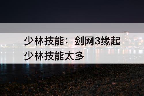少林技能：剑网3缘起少林技能太多