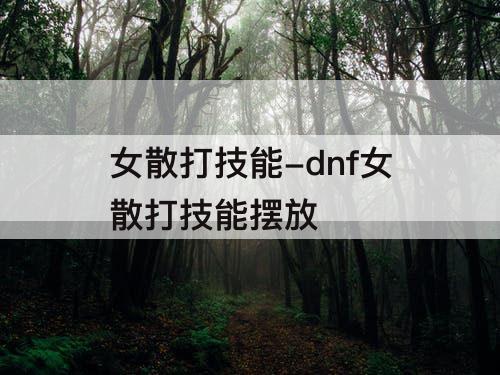 女散打技能-dnf女散打技能摆放