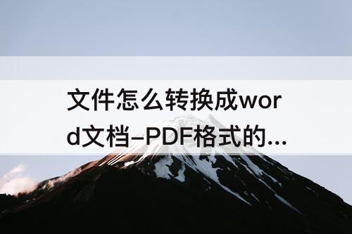 文件怎么转换成word文档-PDF格式的文件怎么转换成Word文档