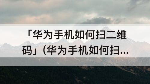 「华为手机如何扫二维码」(华为手机如何扫二维码连接wifi)