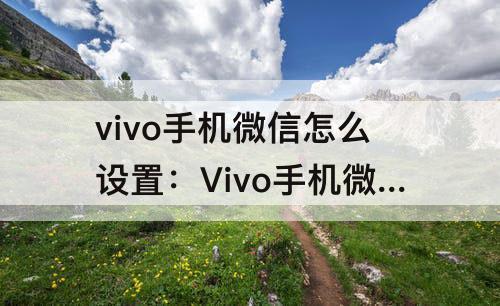 vivo手机微信怎么设置：Vivo手机微信怎么设置自动回复