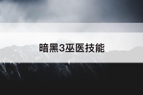 暗黑3巫医技能