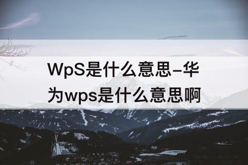 WpS是什么意思-华为wps是什么意思啊
