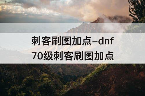 刺客刷图加点-dnf70级刺客刷图加点