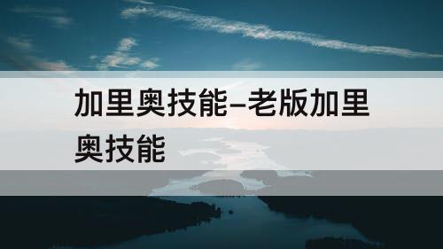 加里奥技能-老版加里奥技能