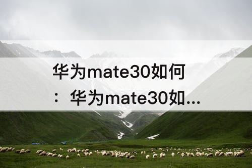 华为mate30如何：华为mate30如何打开OTG功能
