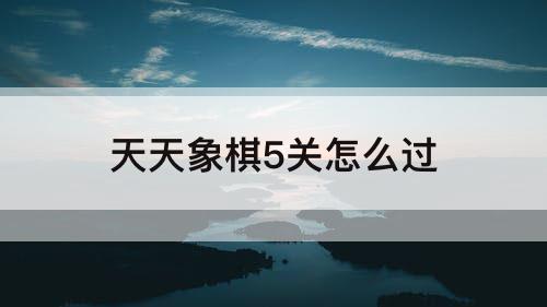 天天象棋5关怎么过