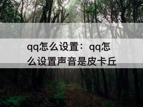qq怎么设置：qq怎么设置声音是皮卡丘