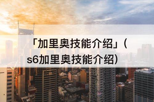 「加里奥技能介绍」(s6加里奥技能介绍)