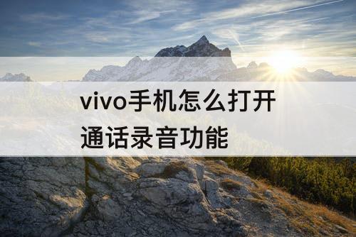 vivo手机怎么打开通话录音功能
