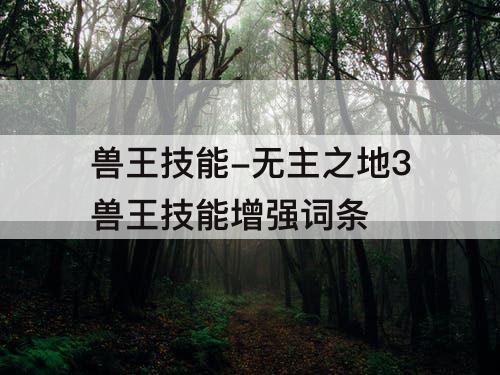 兽王技能-无主之地3兽王技能增强词条