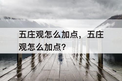 五庄观怎么加点，五庄观怎么加点?