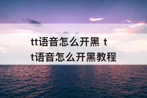 tt语音怎么开黑 tt语音怎么开黑教程