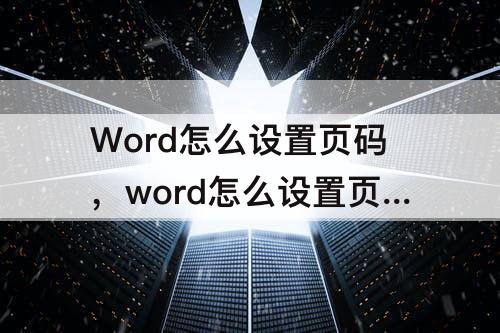 Word怎么设置页码，word怎么设置页码从第二张开始第几页共几页
