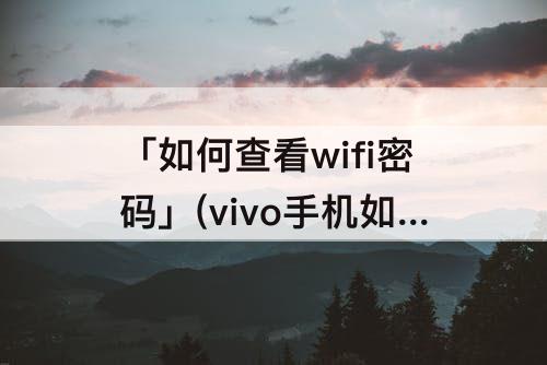 「如何查看wifi密码」(vivo手机如何查看wifi密码二维码)