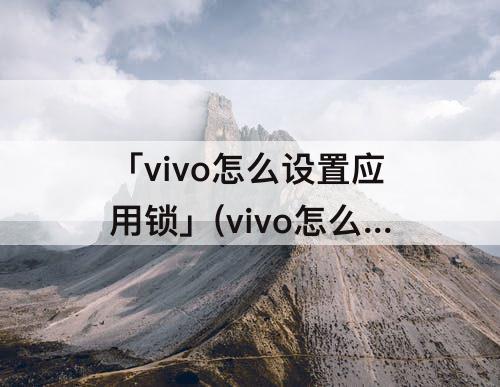 「vivo怎么设置应用锁」(vivo怎么设置应用锁不用指纹)