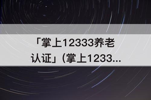 「掌上12333养老认证」(掌上12333养老认证下载怎么操作攻略)
