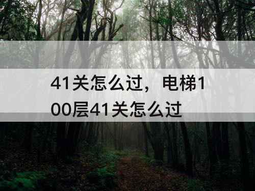 41关怎么过，电梯100层41关怎么过