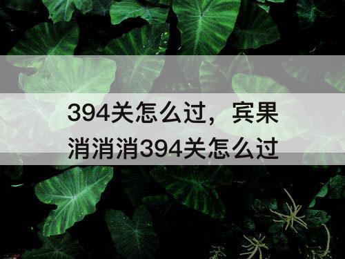 394关怎么过，宾果消消消394关怎么过